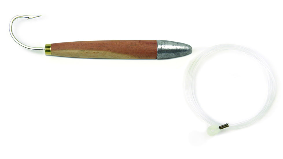 Sea Striker Rigged Cedar Plug 8", 10/0 Hook, 8 Ft 150 Lb Mono Leader, Unpainted/Natural, 790