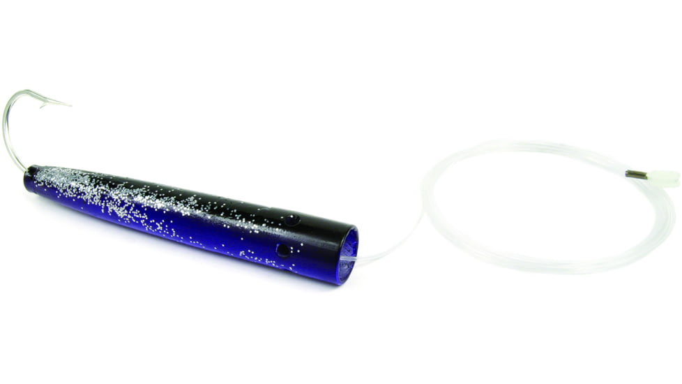 Sea Striker Rigged Jet Head Cedar Plug, 6", 10/0 Hook, 8 Ft 150 Lb Mono Leader, Black/Purple, J6531R