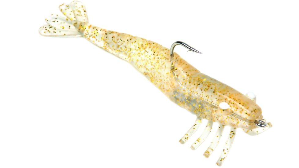 Sea Striker Rigged Shrimp, 3", 1/4 oz, Gold Glitter 3/Pack, 3SHGLD-3PK