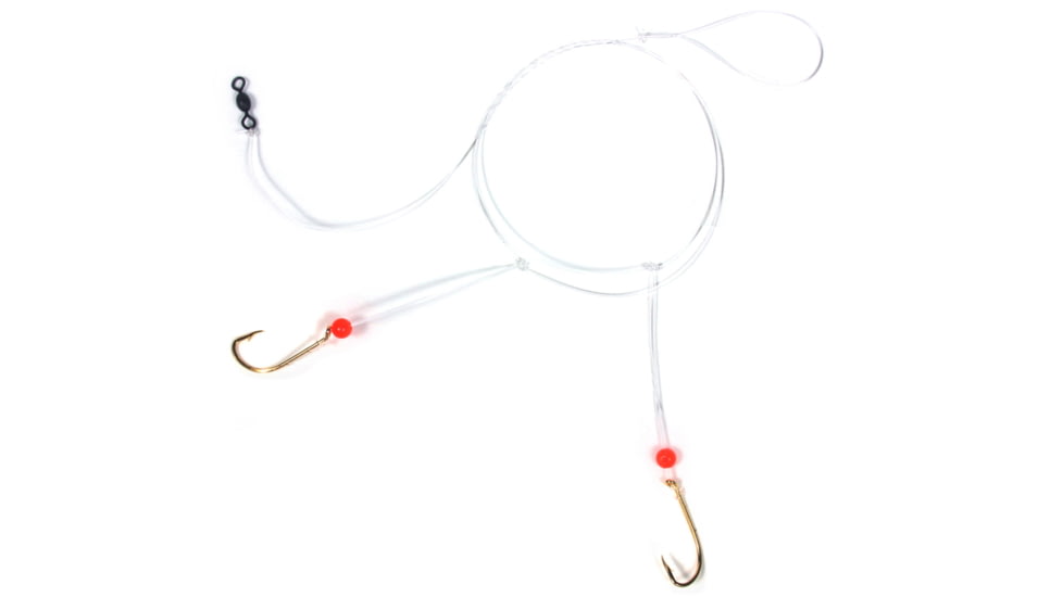 Sea Striker Sea Bass Hi-Lo Rig, 2 - # 2/0 Gold Bait Holder Hooks, w/Red Bead, N8465-20G
