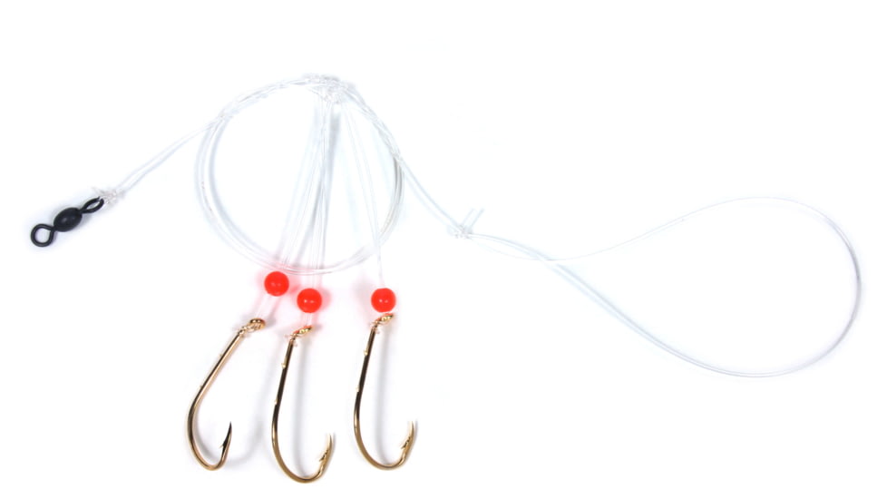 Sea Striker Sea Bass Hi-Lo Rig, 3 - 2/0 Gold Bait Holder Hooks, w/Red Bead, N8466-20G