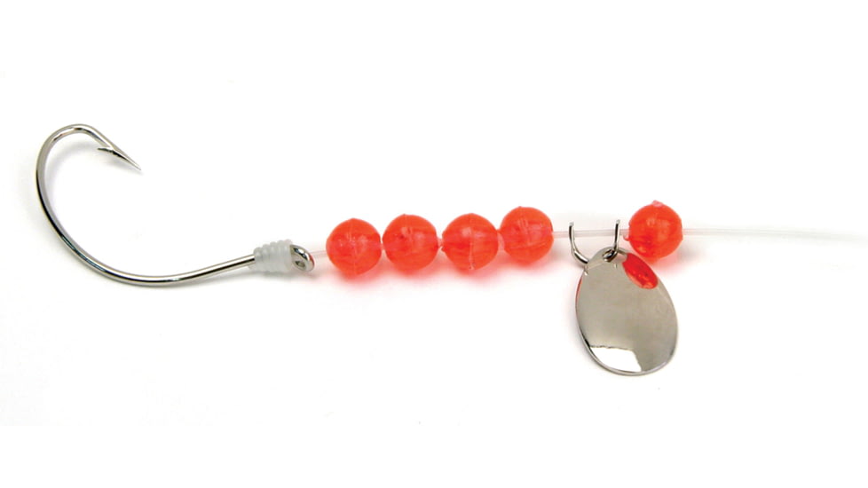 Sea Striker Snelled Hooks Wide Gap, Nickel Spinner, 12in Leader, Nickel/Red Beads, Size 1/0, 4 per Pack, S503R-1/0