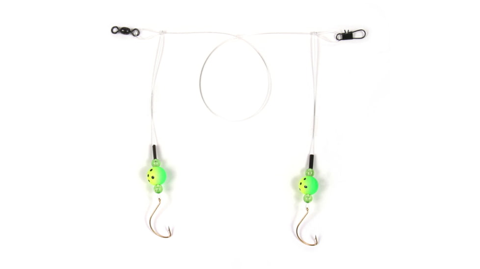 Sea Striker Spot/Kingfish/Mullet Rig, #6 Gold Wide Gap Hooks, 1/2" Round 2 Tone Grn/Yel Floats, SSSKF-2GY