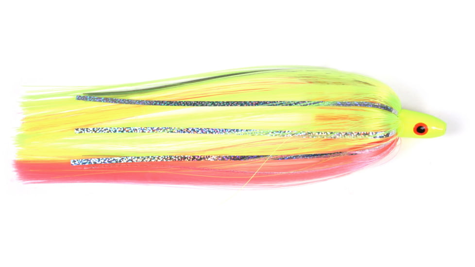Sea Striker Unrigged Ballyhoo Lure, 3/8 oz Head, Chartreuse/Pink, SB38-CPK