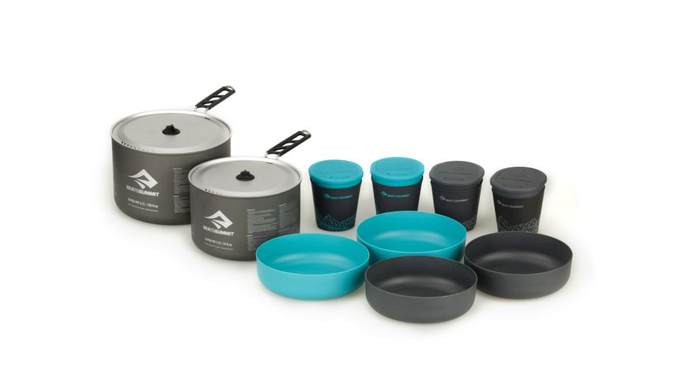 Sea to Summit Alpha 2 Pot Cook Set 4.2, 2.7L pot, 3.7L pot, 4 bowls, 4 cups, 724