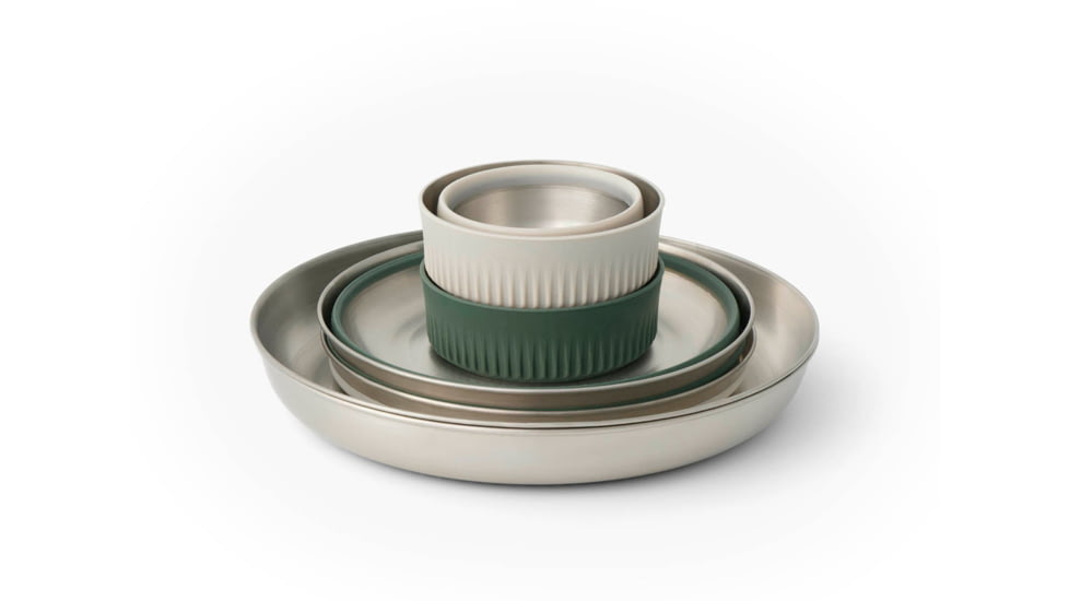 Sea to Summit Detour Stainless Steel Collapsible Dinnerware Set Multi, 2P, 6-Piece, A1325