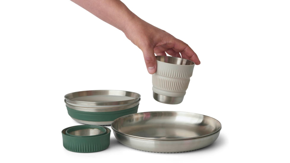 Sea to Summit Detour Stainless Steel Collapsible Dinnerware Set Multi, 2P, 6-Piece, A1325
