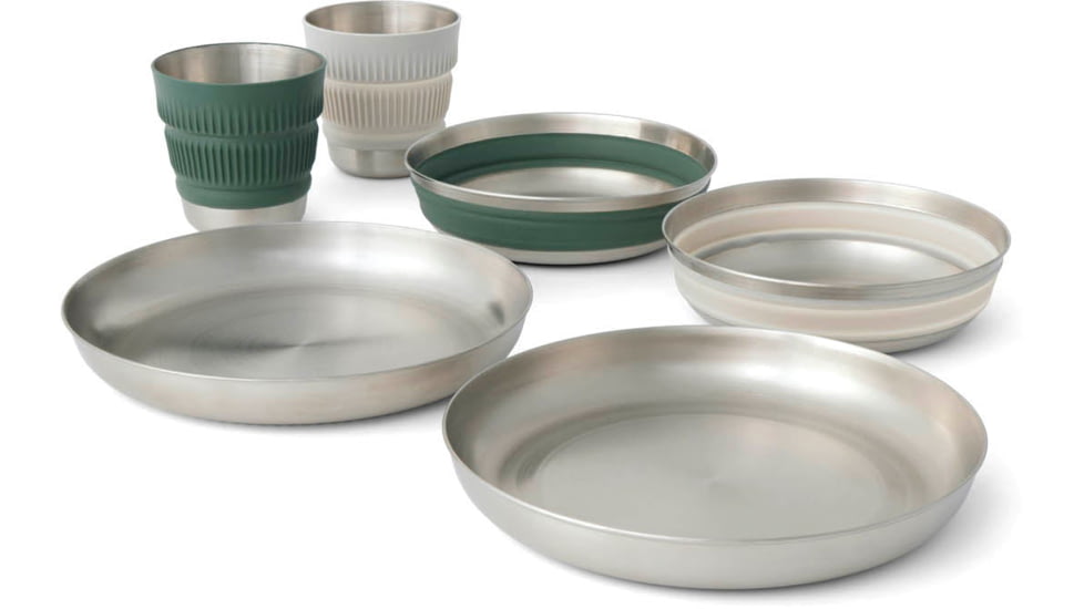 Sea to Summit Detour Stainless Steel Collapsible Dinnerware Set Multi, 2P, 6-Piece, A1325