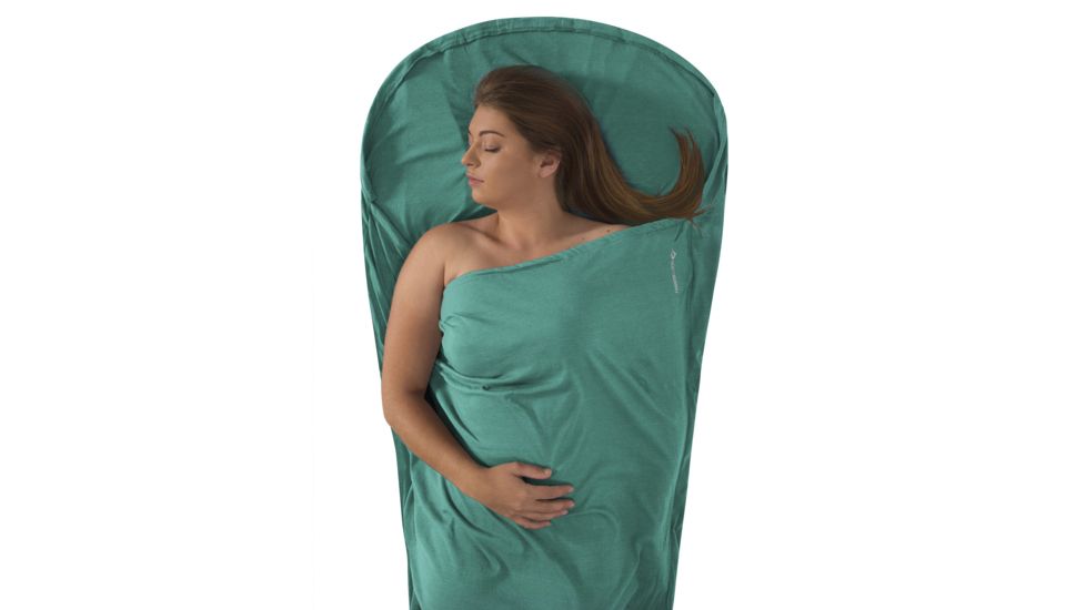 Sea to Summit Expander Sleeping Bag Travel Liner Mummy w/ Hood, Sea Foam, 126-49