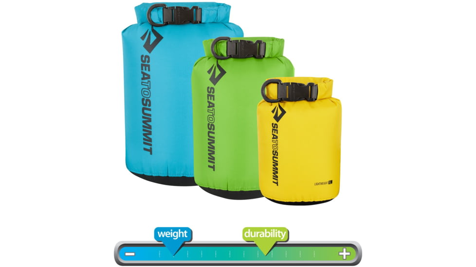 Sea to Summit Lightweight 70D Dry Sack 3-Piece Set, Blue/Green/Yellow, 4 Liter, 8 Liter, 13 Liter, 276