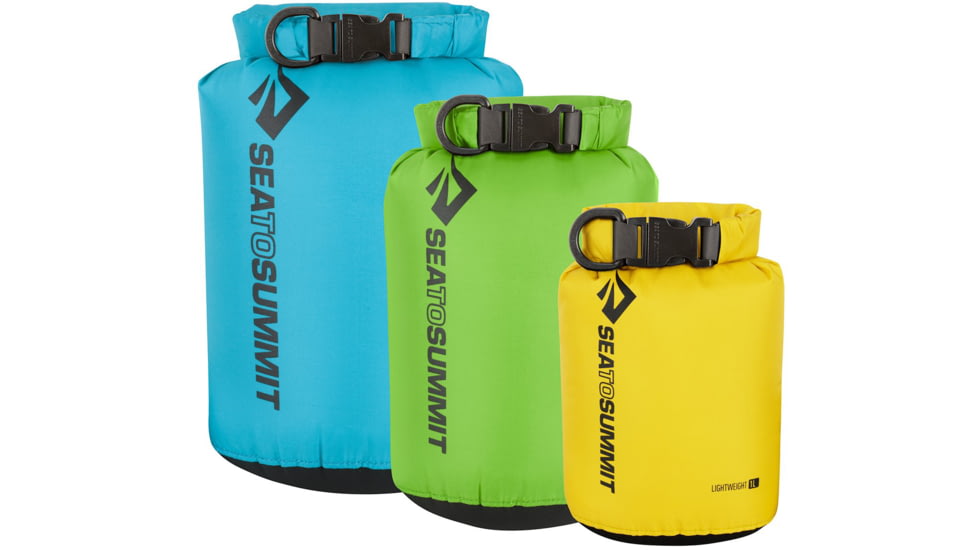Sea to Summit Lightweight 70D Dry Sack 3-Piece Set, Blue/Green/Yellow, 4 Liter, 8 Liter, 13 Liter, 276