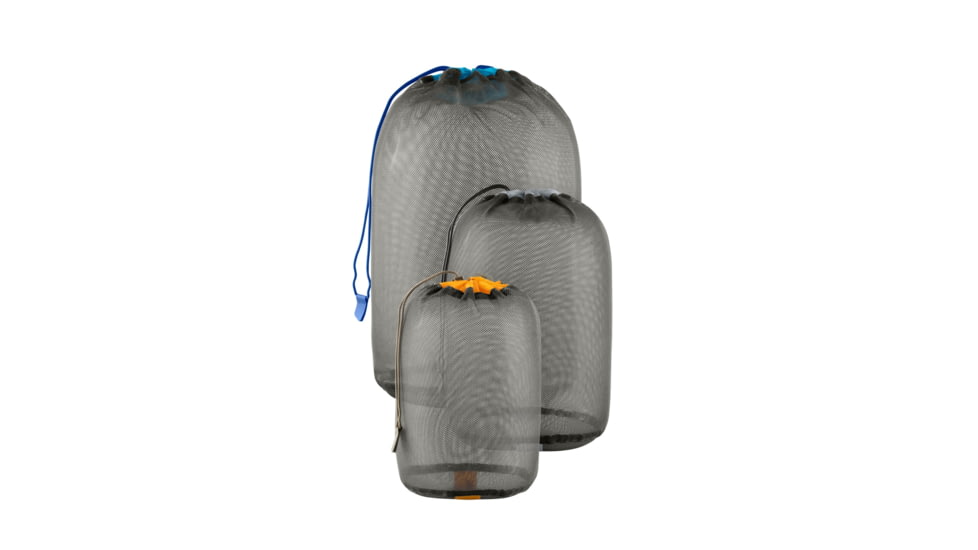 Sea to Summit Mesh Stuff Sack Set, 3-Sack, Orange, Blue, Grey, Large, A4570