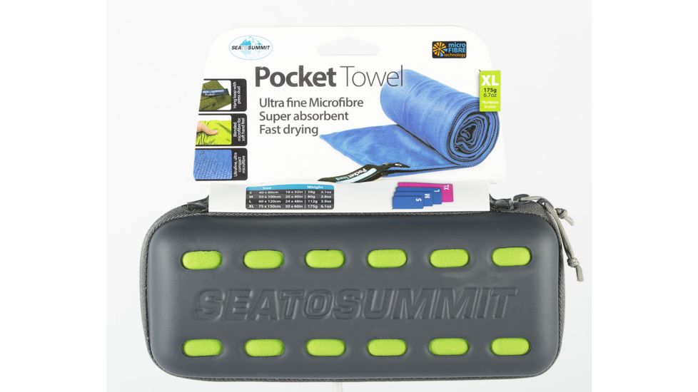 Sea to Summit Pocket Towel, Extra Large, 30in x 60in, Lime, 211-42