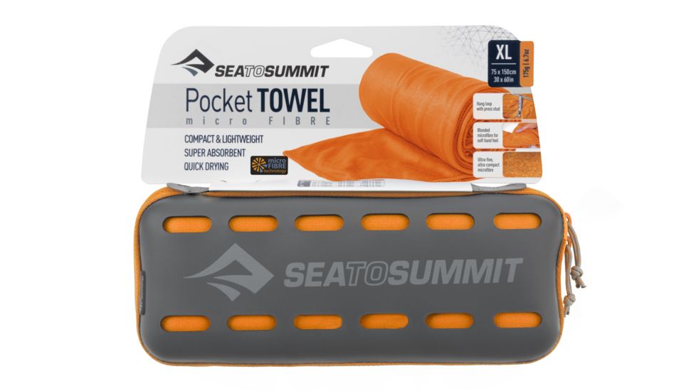Sea to Summit Pocket Towel, Extra Large, 30in x 60in, Orange, 211-22