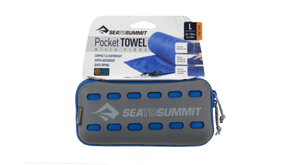 Sea to Summit Pocket Towel, Large, 24in x 48in, Cobalt Blue, 200-37