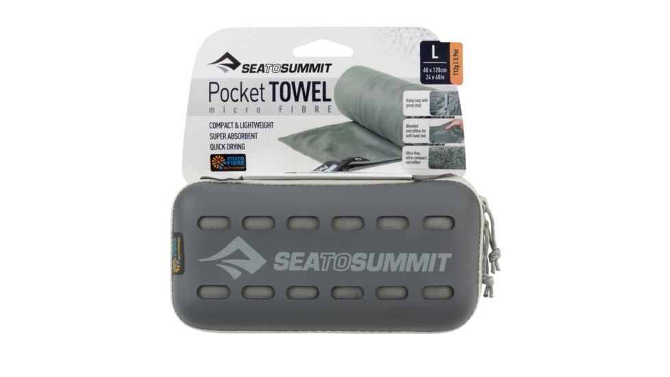 Sea to Summit Pocket Towel, Large, 24in x 48in, Grey, 200-12