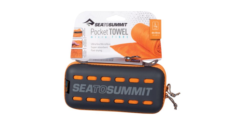 Sea to Summit Pocket Towel, Large, 24in x 48in, Orange, 200-22