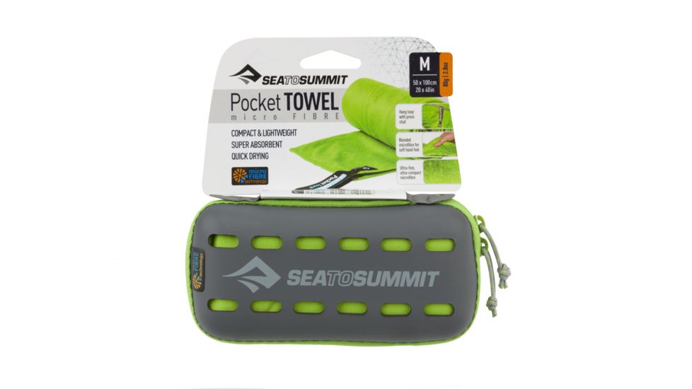 Sea to Summit Pocket Towel, Medium, 20in x 40in, Lime, 210-42