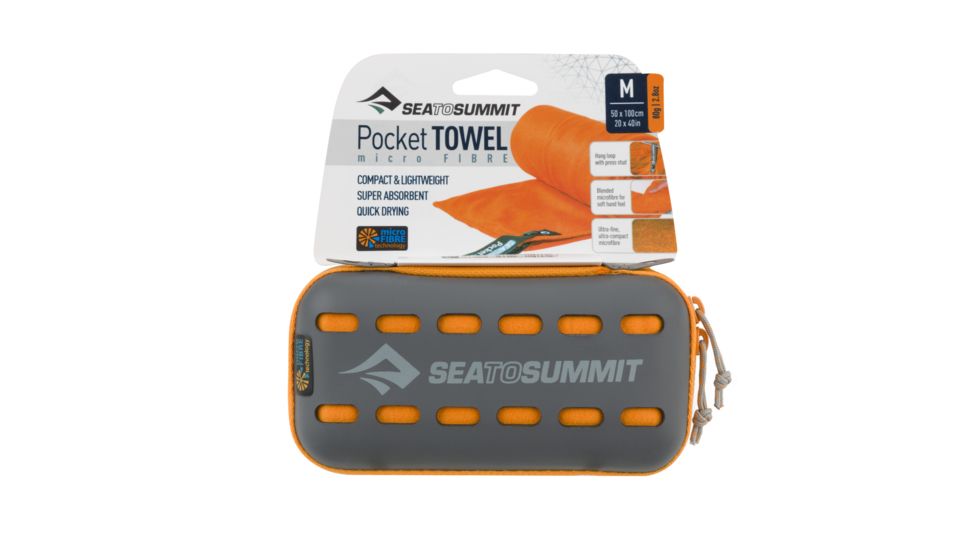 Sea to Summit Pocket Towel, Medium, 20in x 40in, Orange, 210-22