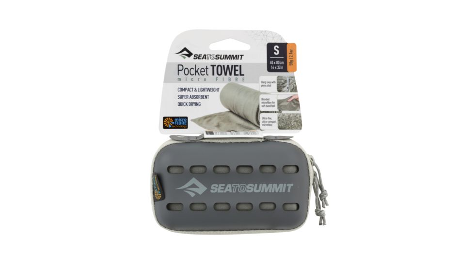 Sea to Summit Pocket Towel, Small, 16in x 32in, Grey, 190-12