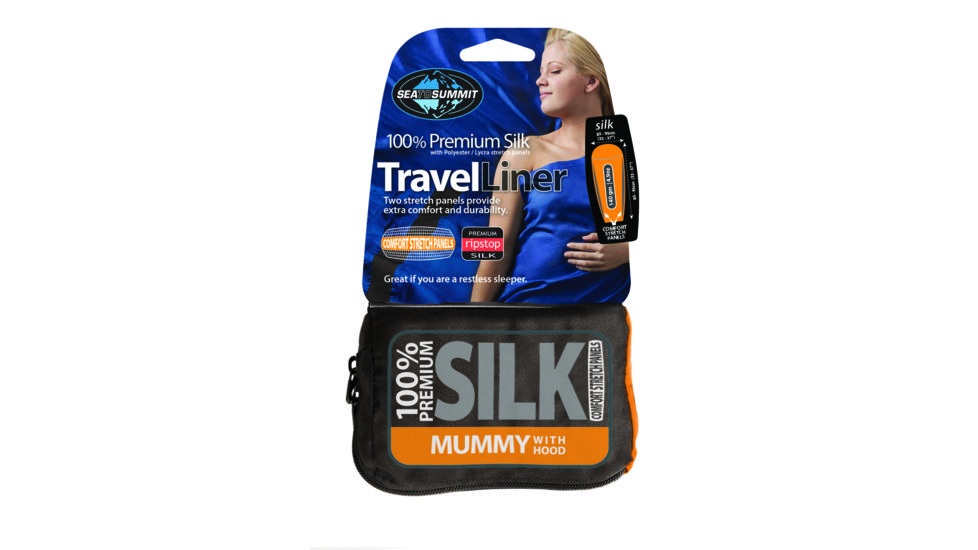 Sea to Summit Premium Silk Travel Liner, Mummy with Hood, Pacific Blue, 116-32