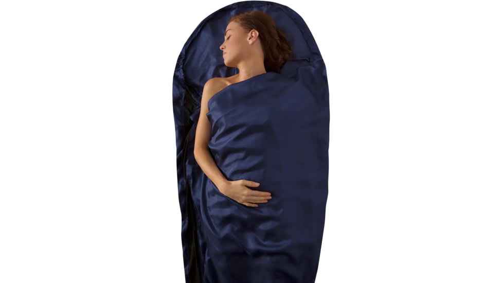 Sea to Summit Premium Silk Travel Liner, Mummy with Hood, Navy Blue, 116-34