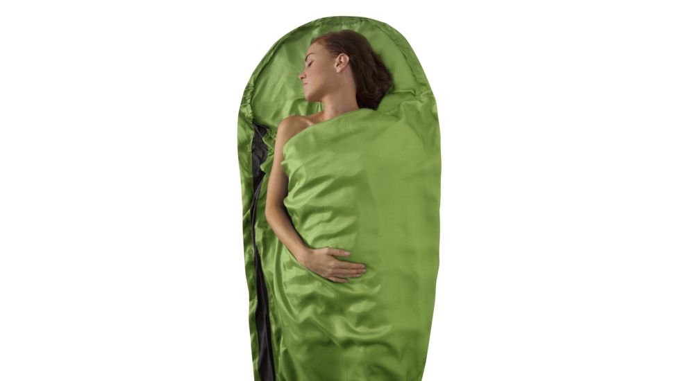 Sea to Summit Premium Silk Travel Sleeping Bag Liner Mummy w/ Hood, Green, 116-40