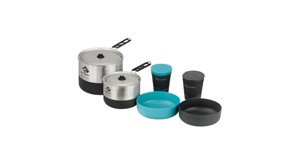 Sea to Summit Sigma 2 Pot Cook Set 2.2 w/ 1.2L pot, 2.7L pot, 2 bowls, 2 cups, 736