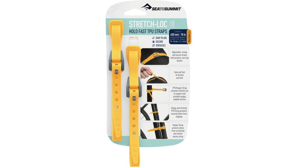 Sea to Summit Stretch-Loc TPU Straps 18, 2 Pack, Yellow, 450x12mm, 851-50
