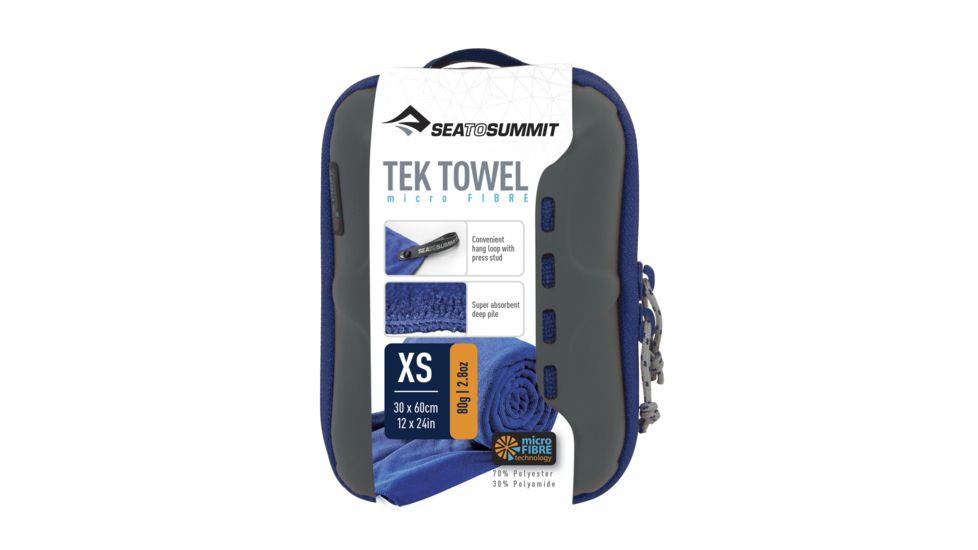 Sea to Summit Tek Towel, Extra Small, 12in x 24in, Cobalt Blue, 261-37