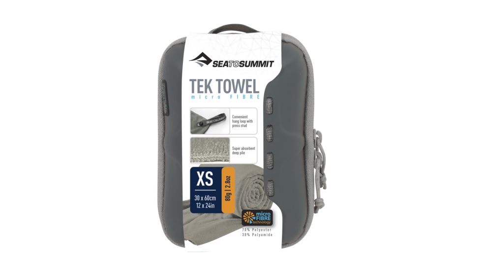 Sea to Summit Tek Towel, Extra Small, 12in x 24in, Grey, 261-12