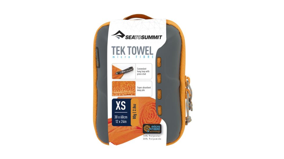 Sea to Summit Tek Towel, Extra Small, 12in x 24in, Orange, 261-22