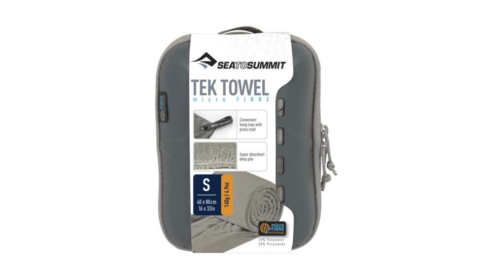 Sea to Summit Tek Towel, Small, 16in x 32in, Grey, 262-12