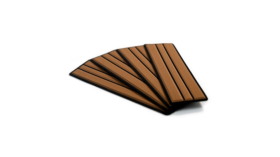 SeaDek Brushed 6mm 4-Piece Step Kit - 3.75in x 12.75in, Mocha/Black Faux Teak, 23902-80093