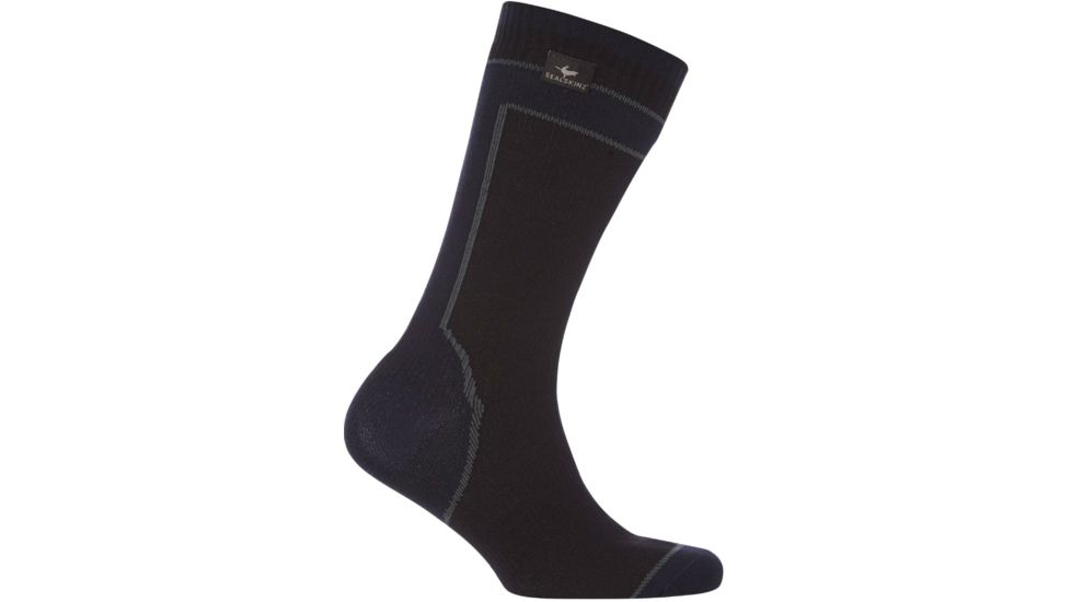 Sealskinz Hydrostop Mid Weight Mid Length Sock - Men's-Black-Medium