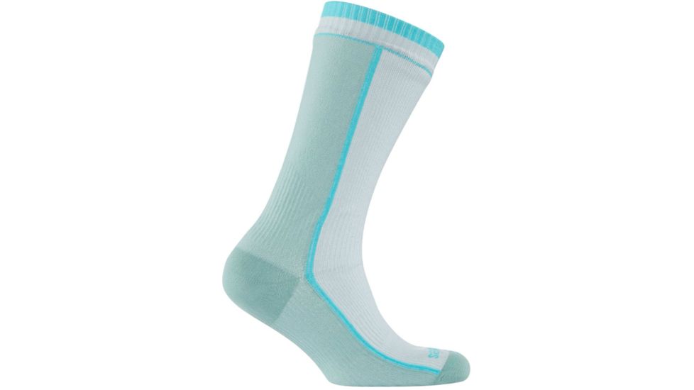 Mid Weight Mid Length Sock - Womens-White/Aqua-Small