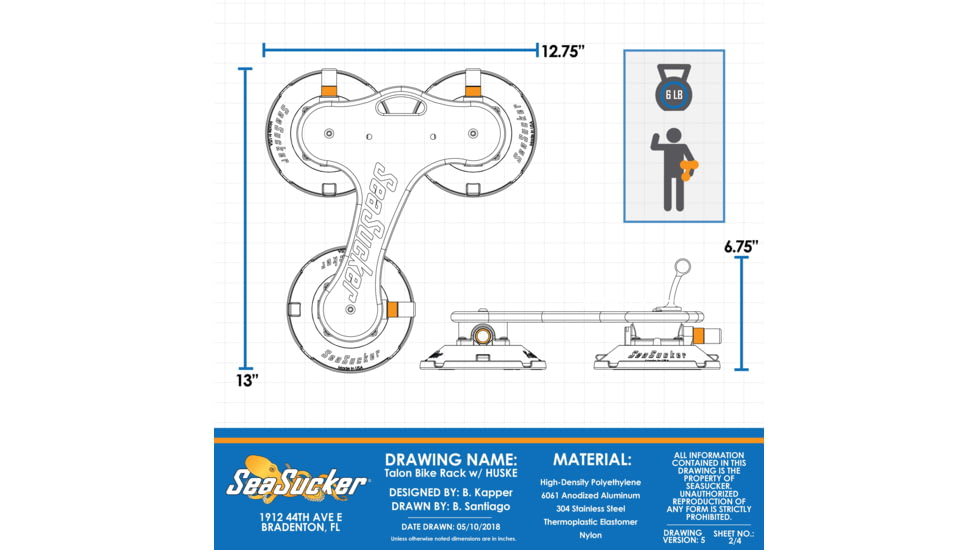SeaSucker Talon Bike Rack, Holds 1 Bike, Black, 810046210000