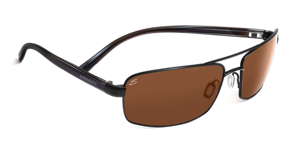 Serengeti San Remo Sunglasses - Satin Black/Gray Stripe Frame, Drivers Polarized Lenses 7605