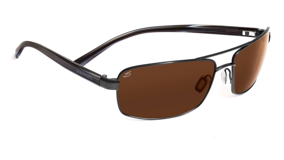 Serengeti San Remo Sunglasses - Shiny Gunmetal/Gray Stripe Frame, Drivers Polarized Lenses 7607