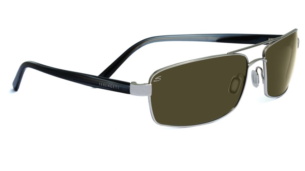 Serengeti San Remo Sunglasses - Shiny Silver/Smoke Stripe Frame, 555nm Lenses 7610