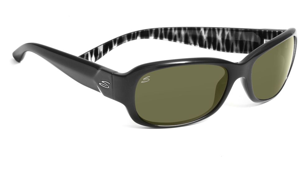 Serengeti Chloe Sunglasses - Shiny Black Zebra Frame, 555nm Polarized Lenses 7622