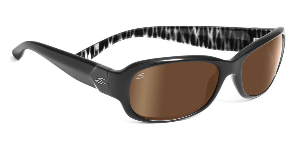 Serengeti Chloe Sunglasses - Shiny Black Zebra Frame, Drivers Gold Polarized Lenses 7623