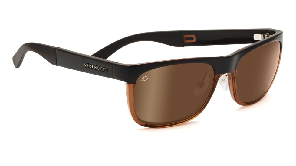 Serengeti Nico Sunglasses - Satin Dark Brown/Shiny Cognac Frame, Drivers Gold Polarized Lenses 7643