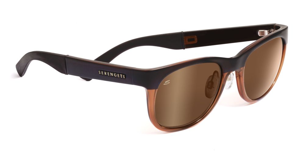 Serengeti Milano Sunglasses - Satin Dark Brown/Shiny Cognac Frame, Drivers Gold Polarized Lenses 7662