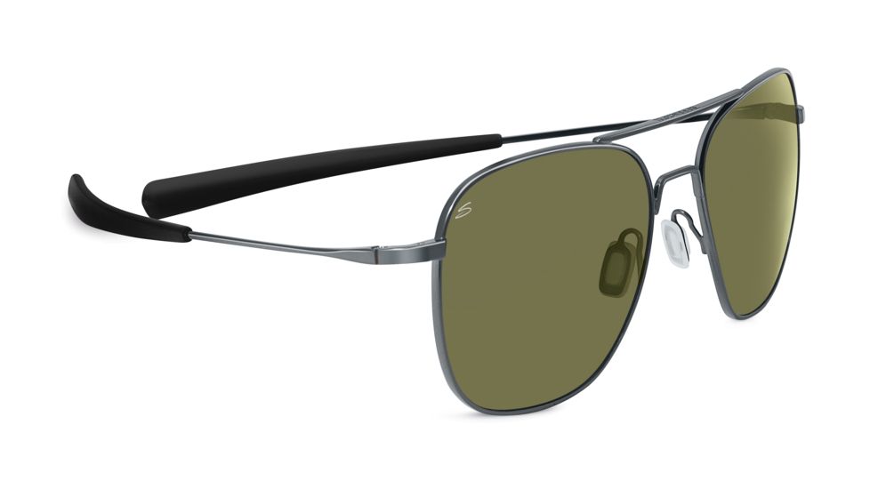 Serengeti Aerial Sunglasses, Shiny Hematite Frame, Polarized 555nm Lens, 7978