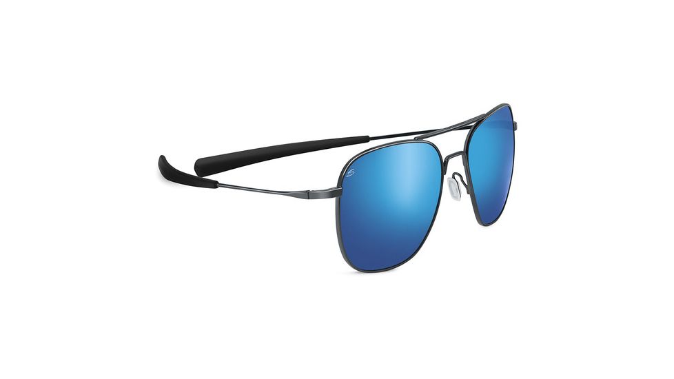 Serengeti Aerial Sunglasses, Shiny Dark Gunmetal Frame, Polarized 555nm Blue  Lens, 8205