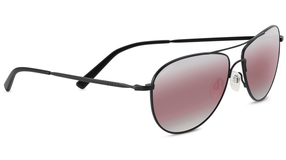 Serengeti Alghero Sunglasses,Satin Black Frame,Polarized Sedona Bi Mirror Aviator Lens 8441
