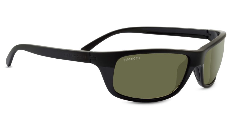 Serengeti Bormio Sunglasses, Satin Shiny Black Frame, Polar PhD 555nm Lens, 8164