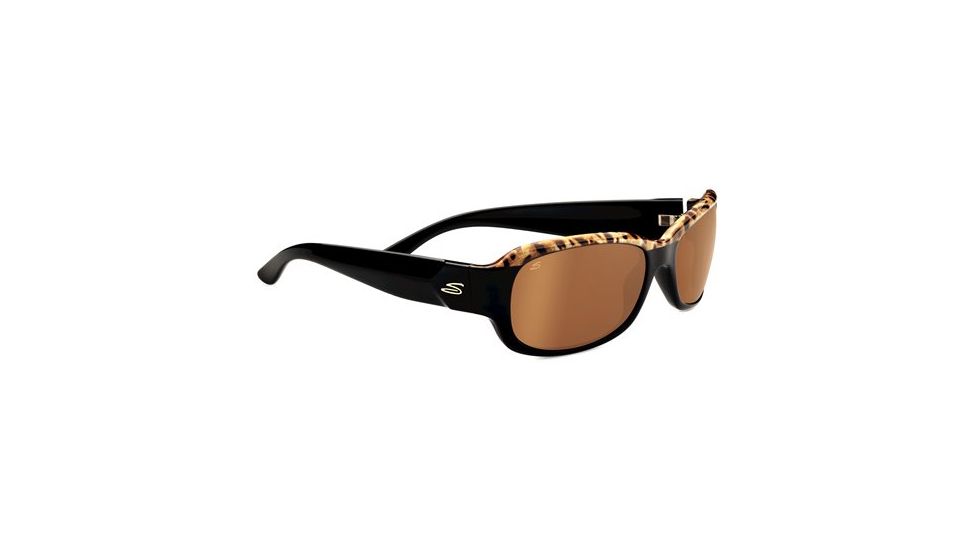 Serengeti Chloe Sunglasses - Shiny Brown Cork Black Frame and Polarized Drivers Gold Lens 7749