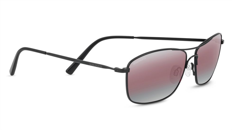 Serengeti Corleone Sunglasses,Satin Black Frame,Polarized Sedona Bi Mirror Square Lens 8417